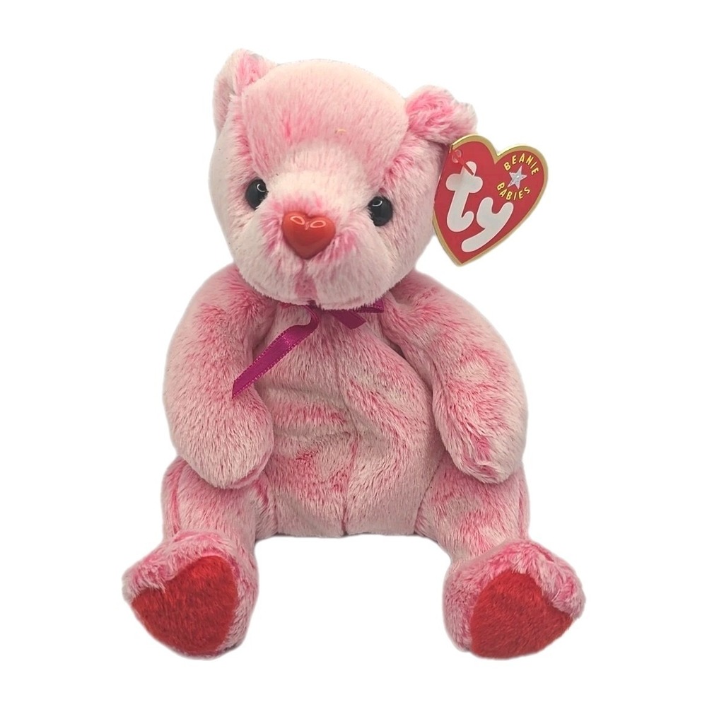 2001 Ty Beanie Baby "Romance" Retired Valantine Pink Bear BB9‎